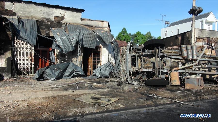 VIETNAM-BINH PHUOC-TANK TRUCK-FIRE