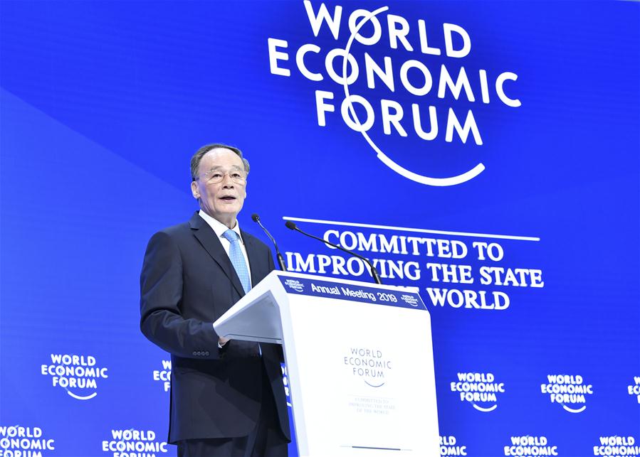 SWITZERLAND-DAVOS-WANG QISHAN-WEF