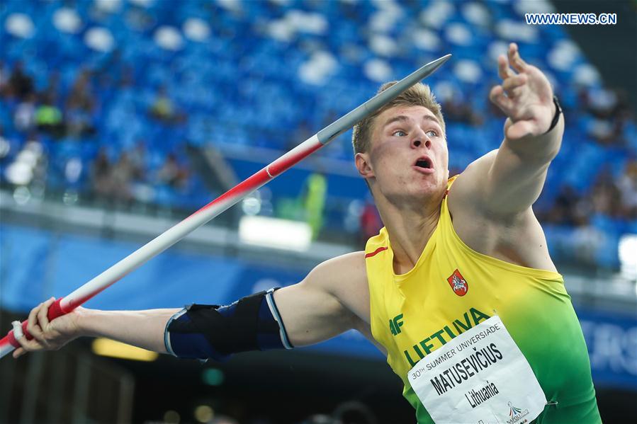 (SP)ITALY-NAPLES-SUMMER UNIVERSIADE-ATHLETICS-MEN'S JAVELIN THROW-FINAL